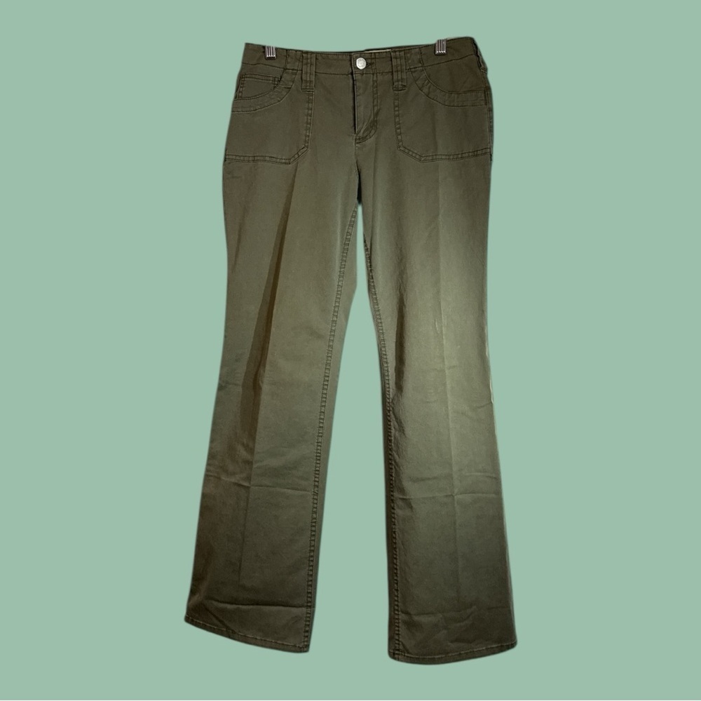 LONDONJEAN Chino Stretch Christie Fit Boot Cut Olive Green Khaki Size 4P